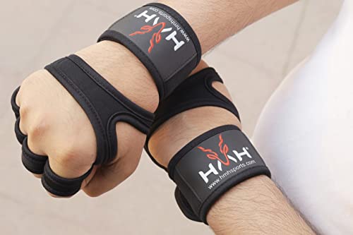 HMH Sports Guantes de gimnasio para levantamiento de pesas para hombres y mujeres, con soporte de muñeca, acolchados, extra agarre, protección de la palma, guantes de entrenamiento, para colgar,