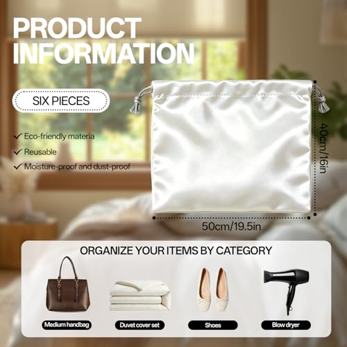 SANJHFF 6 Pcs Satin Dust Bags