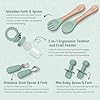O'doe 17-Piece BPA-Free Silicone Baby Feeding Set | Thick & Soft Suction Plates, Baby Bowls, Wooden Fork & Spoon, and More | Make Mealtime Fun and Easy for Your Little One (Green, V2) #3