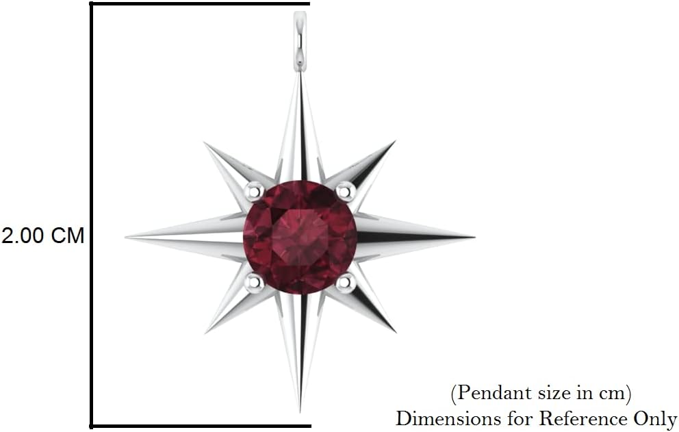 Sterling Silver North Star Pendant with a Birthstone, Birthstone Gift For Her, Silver Jewelry with 18 Inch Chain - Image 7