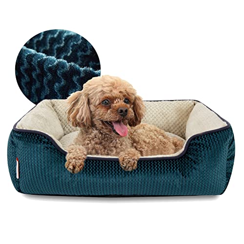 Miguel Rectangle Dog Bed For Medium Dog With Removable Cover - Cat Bed For Indoor Cats Washable Bolster Soft Cuddle Puppy Kitten Bed With Supportive Side Wall Slip-Resistant Bottom, Blue 25 Inches #TOP7