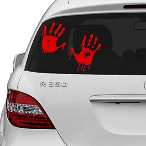Slaf Ltd. (20x13 cm) Vinilo Adhesivo Pared Rojo Manos Sangrientas Diseño/Sangre Vampiro Manija Decorativo Pegatina/Divertido Walking Dead Calcomanías De Coches + Gratis Al azar adhesivo Regalo