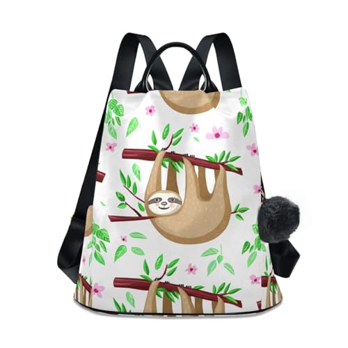 Sac à dos antivol femme contre le vol en voyage avec motif paresseux