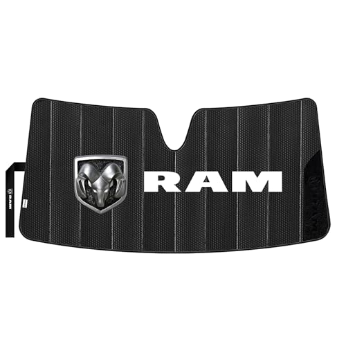 Plasticolor 002822W01 RAM Logo Truck Sized Reversable Front Windshield Accordion Sunshade