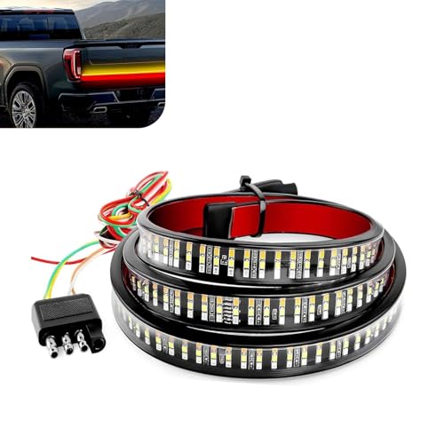 Image of 1 PC Pack-1 Led Tailgate Light Bar, Triple Row 60 inch High Brightness Turn Signal Brake Reverse Light Strip, 12 V Waterproof Cool Streamer Decorative Lights, Universal for Most Cars Trailers RVs