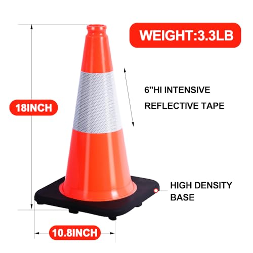 Image of BESEA 5 Pack 18 Inch Traffic Cones with Weighted Black Base