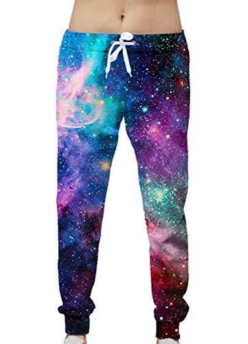 GuPoBoU168 Unisex Galaxy Universe Star Printed Elastic Joggers Long Pants S FBA