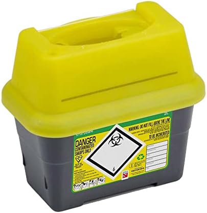 Sharpsafe 2 Litre 5th Generation Yellow/Grey -Sharps Bin Clinical Waste Disposal