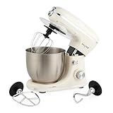 Salter Retro Cream Stand Mixer – 5L Electric Food Kitchen Mixer, Stainless Steel Removable Mixing Bowl, Accessories Included, Dough Hook, Wire Whisk, Beater, 8 Speed Settings & Pulse Function, 1300W
