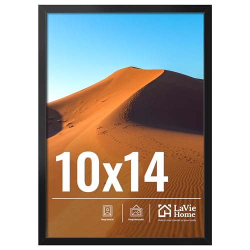 LaVie Home 10x14 Picture Frame for Wall Display, 10x14 Black Picture Frame with HD Plexiglas, 10 x 14 Frame 1 Pack, Display Frame for Vertical or Horizontal, Classic Collection