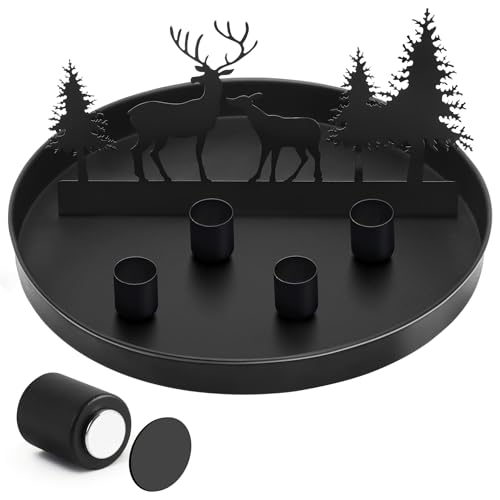 Magnet Kerzentablett für Advent Ø 25 cm mit 4 magnetischen Metall...