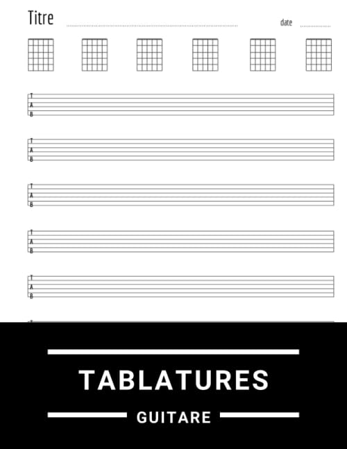 Tablatures guitare faciles à lire sur ce cahier de musique grand format