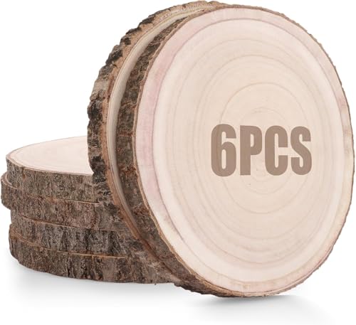 Wood Slices,Wood Slices for Centerpieces Table Decorations,Unfinished Rounds Wood for Crafts,Wood Slice for Rustic Wedding Decoration Projects, Natural Paulownia Wooden Slabs（12-13inch 6pcs