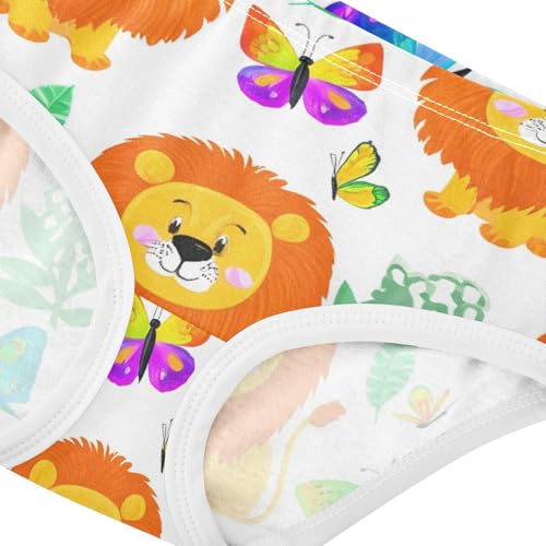 Durable Toddler Girls Underwear 2t Cotton Panties for Girl Playful Cute Cartoon Lions White Underpants Briefs4
