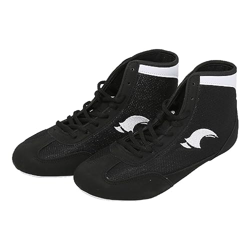 Kids Wrestling Shoes Boys Girls Boxing Shoes High Top Wrestling Training Shoes Boots Competition (Black, 6 Big Kids)