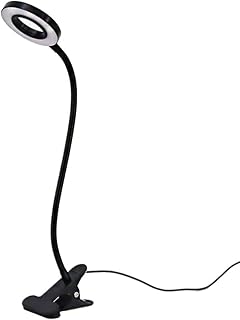 Clip on LED Light, USB Reading Light with 3 Color Modes, 10 Brightness Levels, Eye Protection Bed Night Desk Lamp, 360° Flexible Gooseneck Clamp Ring Light for Laptop Video Conference