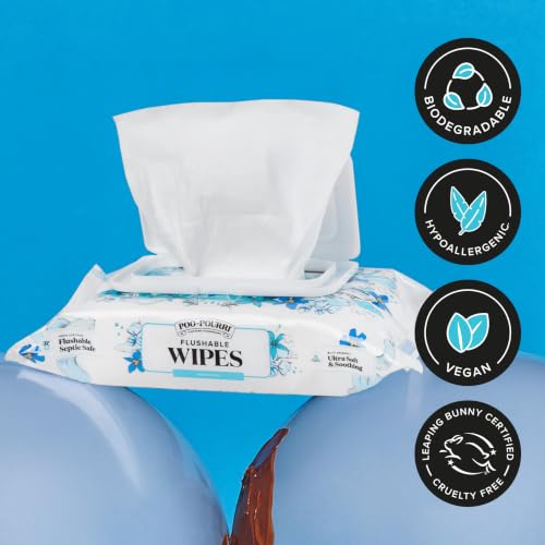 Image of Poo~Pourri Flushable Wipes Unscented 2-Pack (100 total), Septic Safe