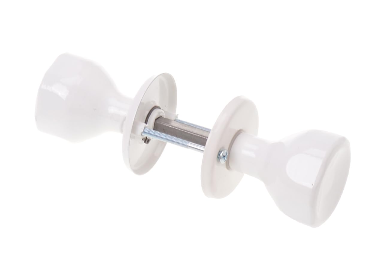 Bouton de porte rotatif avec rosace PZ | Poignée de porte | Set complet de boutons de porte avec boulons et vis (blanc)