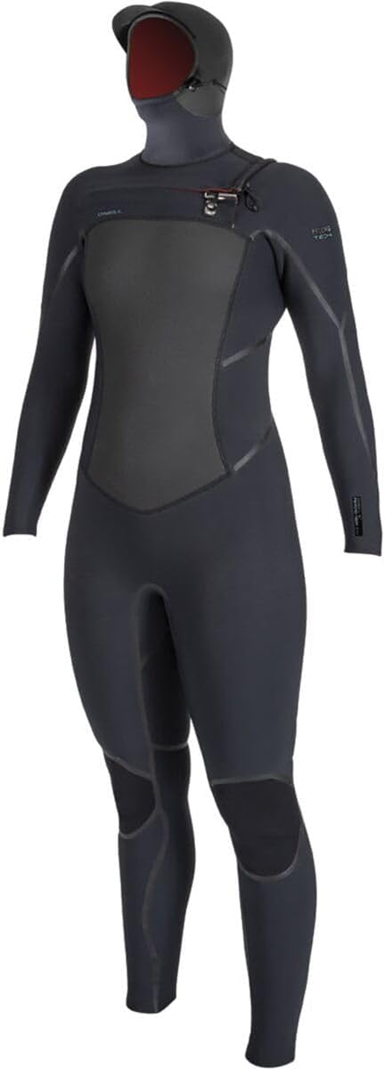 O'Neill Women's Psycho Tech 5/4+MM Chest Zip Full Wetsuit with Hood BLK/BLK 6 - Image 1 of 2