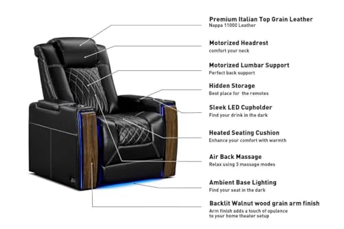Valencia-Tuscany-Executive-Heat-Massage-Home-Theater-Seating-Top-Grain-Nappa-Leather-Power-Recliner-with-Headrest-Lumbar-Wall-Hugger-Recliner-Diamond-Stitch-USB-Row-of-2-Loveseat-Black Valencia Tuscany Executive Heat Massage Home Theater Seating Top Grain Nappa Leather Power Recliner with Headrest Lumbar Wall Hugger Recliner Diamond Stitch USB Row of 2 Loveseat Black