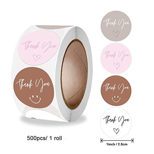 Thank You Stickers For Packaging Small Business Labels 500Pcs/1 Roll Envelope Seals For Wedding Invitations, Greeting Cards, Birthday Party Favors Bags, Christmas, Easter, Baking Package, Pink #TOP2