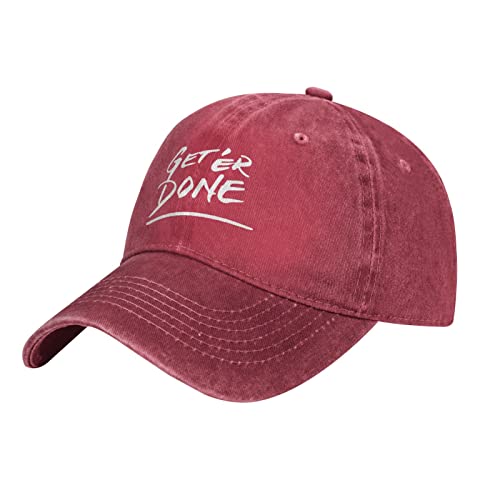 Get Er Done Baseball Cap Outdoor Leisure Adjustable Cowboy Hat Unisex Red