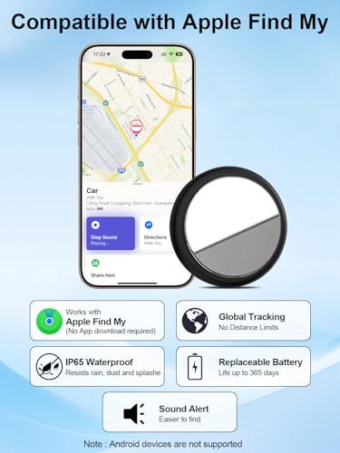 GPS-Tracker für Fahrzeuge Kompatibel mit der A-pple Find My(nur iOS), Globale Abdeckung Verstecktes GPS Tracker Auto,mit Magnetischer Silikon-Schutzhülle, Keine monatliche Gebühr oder Abonnement