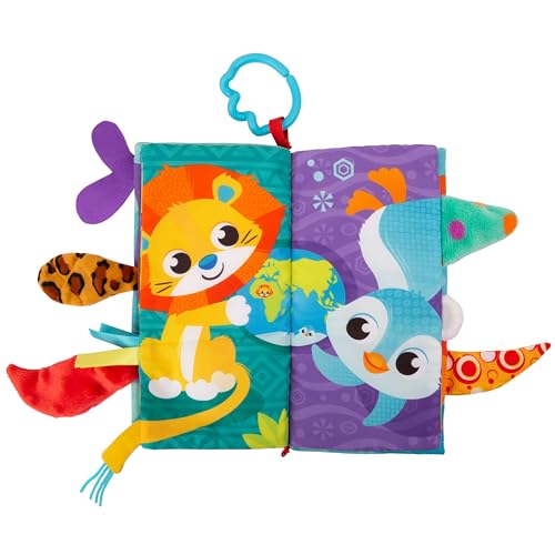 Image of Playgro Tails of The World Sensory Book - Interactive Soft Books for Babies - Explore 7 Unique Textured Animals, Crinkle Pages, and Attachable Teether Clip - Tailored for Development for 3+ Months