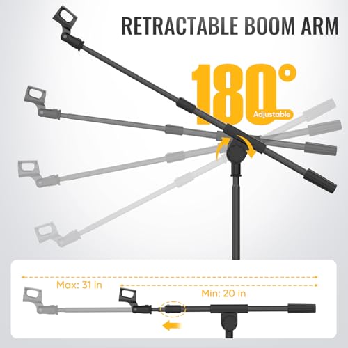 GLEAM Microphone Stand - Tripod Boom Mic Stand with Carrying Bag (Tripod) - Image 2