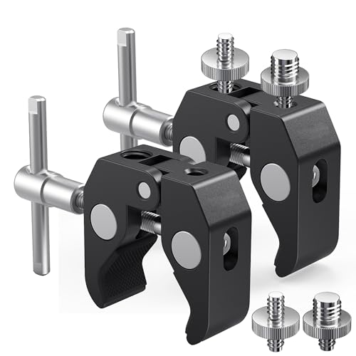 Homeet 2 Stück Super Clamp Stativ Klemme mit 1/4 und 3/8 Gewinde Schraube Adapter, Kamera Halterung Klemme Artikuliert Universal Magic Arm für Kameras, Flash Light, Stativ, LCD/DV Monitor, LED Lights