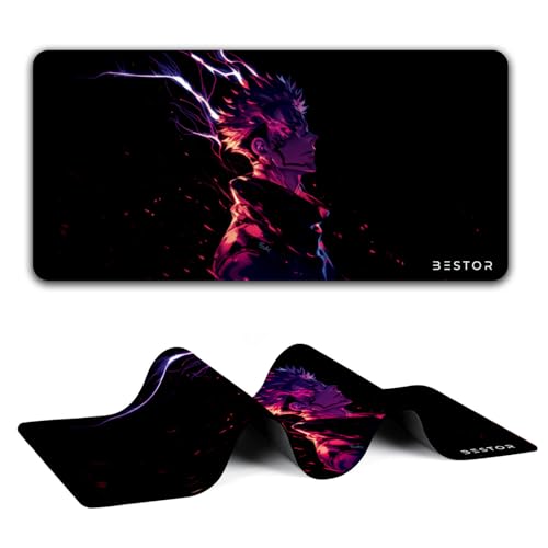 Image of BESTOR Anime Design Gaming Mouse pad with Anti-fray Stitching, Waterproof Surface & Non-Slip Rubber Base Gaming Mouse Mat for Laptop (60cmx34cm)