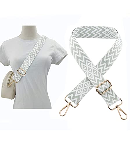Image of 1pc Extendable Zigzags Jacquard Bag Strap with Clasps Geometric Webbing Belt for Shoulder Crossbag Messenger Bag Replacement (Light Green)