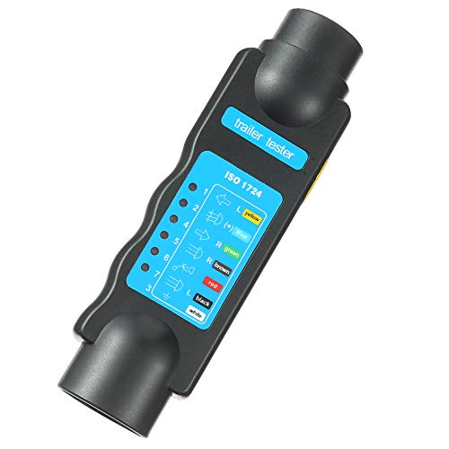 Eacalyc Testeur de Remorque 7 Broches, Testeur Prise Remorque 7 Broches 12V Testeur Fiche Remorque Testeur Éclairage 7 Broches pour Remorque Caravane RV Camion Cover