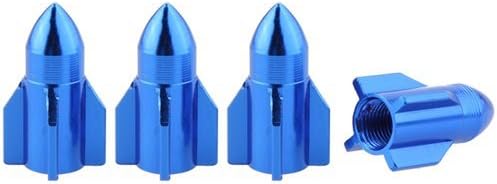 Yaruijia 4x BLUE Schrader Rocket High Pressure Bicycle Bike Car Valve Dust Caps CNC Aluminium