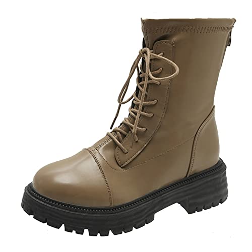 Bottes à plateforme pour femmes en cuir PU noir et blanc style moto