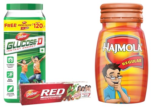 Image of Dabur Glucose -D Insant Energy Boost With Vitamin D - 1 Kg With Dabur Red Paste 200g Free & Dabur Hajmola Tasty Digestive Tablets - 120 Tablets