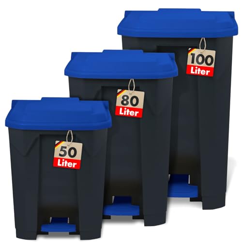 casa pura Poubelle, avec couvercle, pour cuisine et bureau, système de tri des déchets, poubelle à pédale avec mécanisme Step On, corbeille à papier Olaf (50 l,...