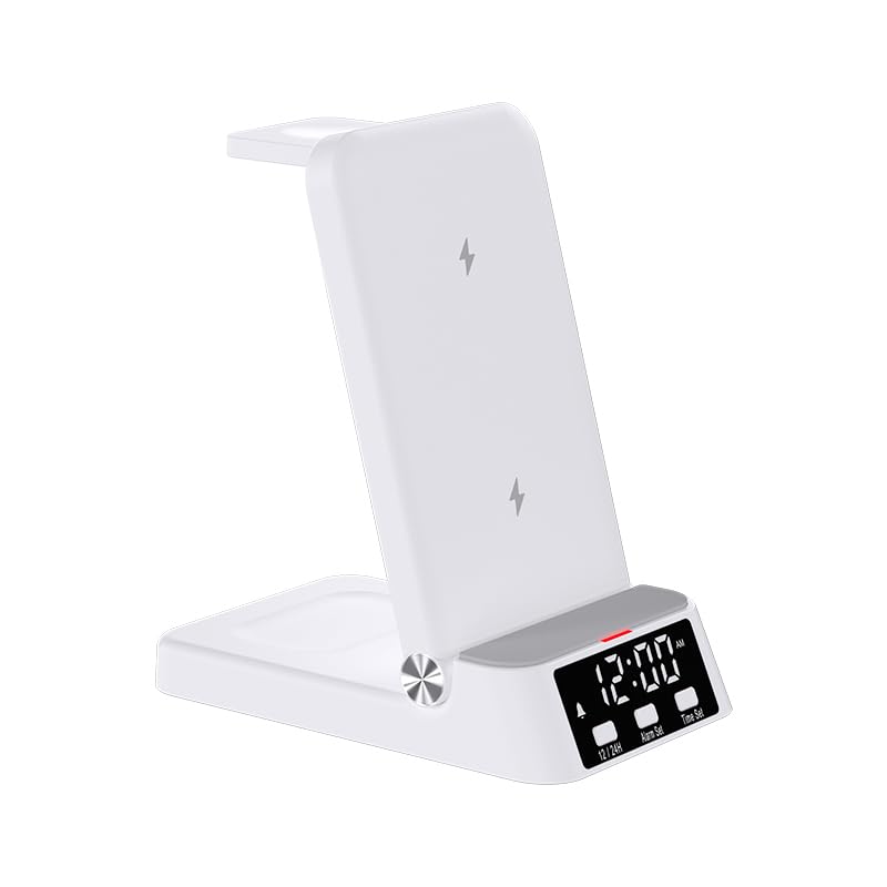 Cocoarm Station de Charge 4-en-1 avec Horloge, Charge sans Fil Magnétique