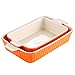 MALACASA, Seria do pieczenia, prostokątny zestaw 2 naczyń do pieczenia (20 cm / 24 cm), naczynie do pieczenia z ceramicznymi uchwytami, idealne do lasagne/pieca/zapiekanki/tapas, pomarańczowe