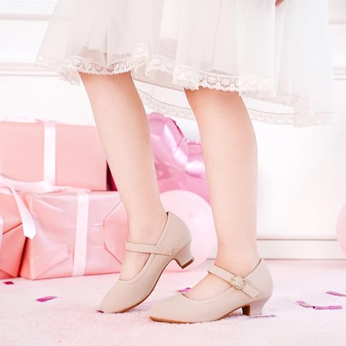 Dufannie Girls Dress Shoes Low Heel Princess Flats Mary Jane Flower Wedding Party Glitter Shoes for Kids Toddler3