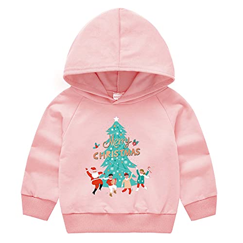 Ewbzo 3-8T moletom unissex infantil fofo estampa de Natal pulôver moletom com capuz manga longa