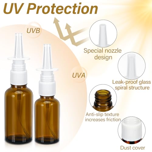 6 Stück Nasenspray Flasche Leer,30ml und 20ml Glas Nasensprayflasche,Wiederverwendbar Nachfüllbare Zerstäuber,mit Düsen,Blanko-Etiketten,Trichter,Stroh,for Perfume,Essential Oils,Saline Solution