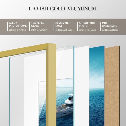 Image of VCK 16x20 Frames Gold Metal, Real Glass, 11x14 Mat, 3 Pack, for Picture