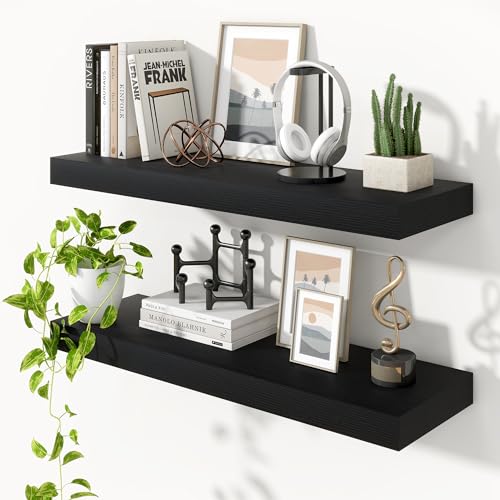 Heimlove Floating Shelves 35.7" W x 10.3" D Black Set of 2