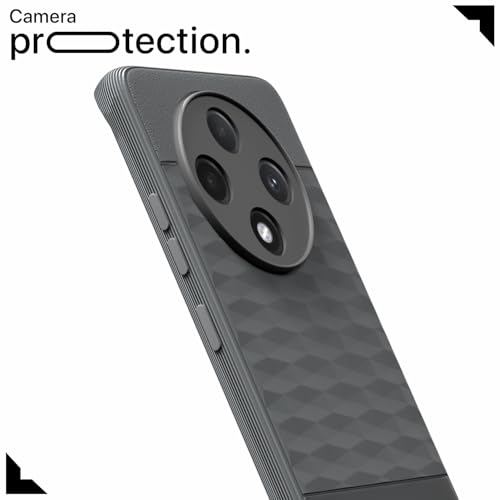 Image of Pikkme Back Cover for Oppo F27 Pro Plus 5G Camera Protection 3D Hexa Cube Design Silicone Protective Bumper Case (Grey)