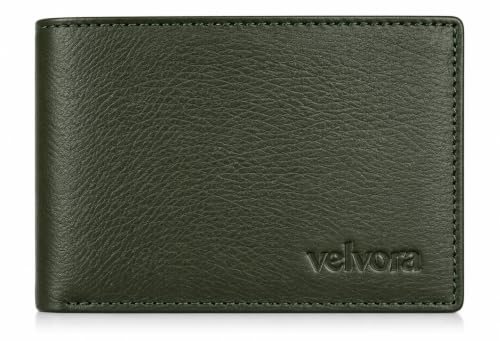 Image of Men's Bifold Wallet, Premium Leather Look Wallet for Men with Multiple Card Slots, Cash Compartment & Compact Slim Design, Stylish Everyday Pocket Wallet - Green