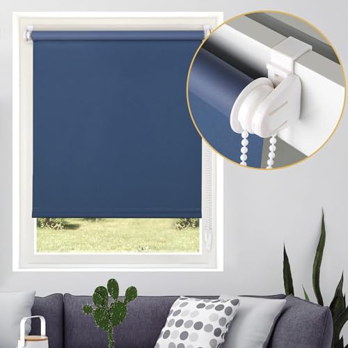 Victoria M. Klemmfix Verdunkelungsrollo ohne Bohren Rollo Seitenzugrollo Verdunkelung für Fenster und Türen, 85 x 150 cm, Schwarz