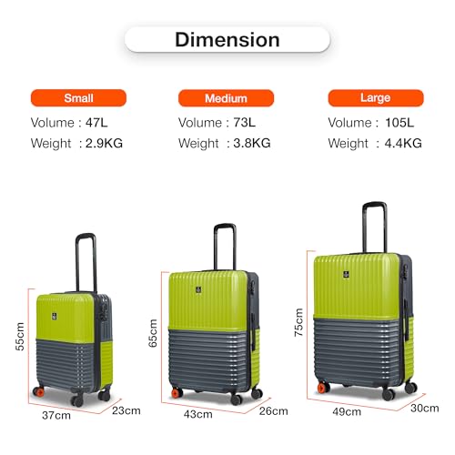 Image of Nasher Miles Istanbul Hard-Sided ABS and PC Cabin Luggage 20 inch | 55cm | 8 Wheels Small Trolley Bag for Travel | Suitcase (Lime Green Olive)