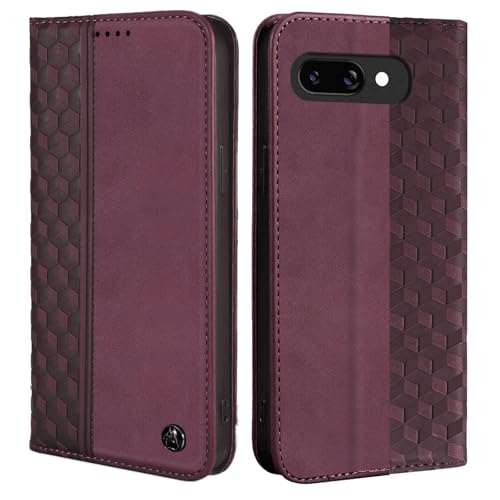 Étui portefeuille Google Pixel 9A en cuir PU bordeaux avec porte-cartes