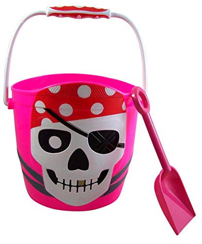 Black Large Pirate Sand Bucket With Shovel Beach Toy Getagadget 6 1 4 Inch Beach Toys Toys Games Innovatordiaries Com